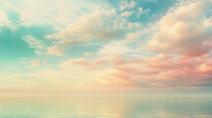 Naklejka premium Serene Ocean View with Soft Clouds and Gentle Pastel Colors