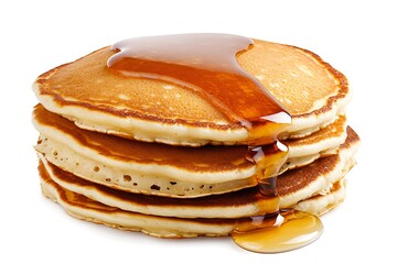 Delicious breakfast pancakes drizzled with golden maple syrup