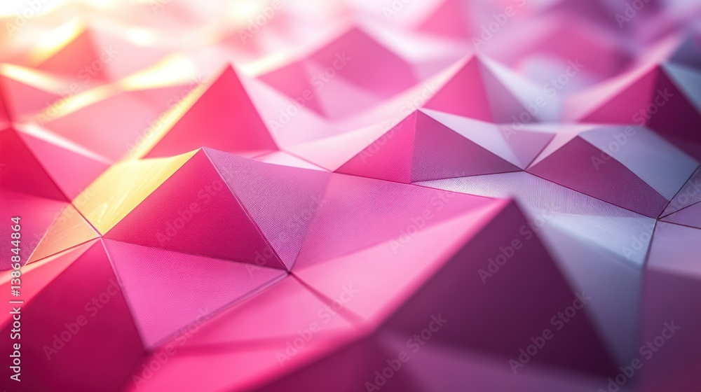 Poster abstract pink and white triangular low-poly textured surface