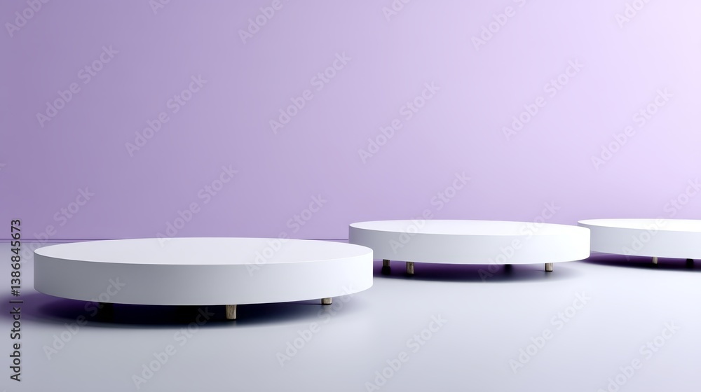Aufkleber three sleek white cylinders are evenly placed against a soft lavender backdrop, creating a refined s