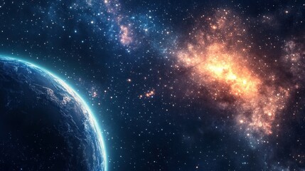 Obraz premium Cosmic patterns of advanced technology gently illuminate the night sky background wallpaper AI generated image