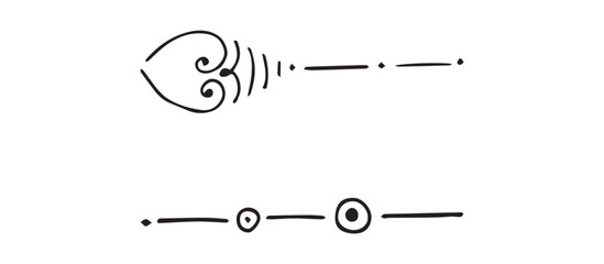 Set hand drawn ornamental divider with arrows and leaves
