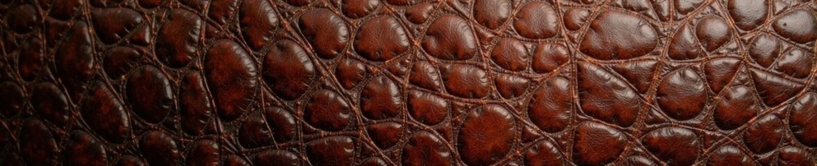 Naklejka premium Deep brown, pebbled leather; natural grain visible, full-frame, wrinkled, close-up