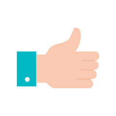 Flat Vector Illustration of a Hand Giving a Thumbs Up Gesture Symbolizing Approval or Agreement