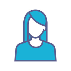 Flat Vector Illustration of a Female Avatar Icon Representing a User Profile or Anonymous Female Character