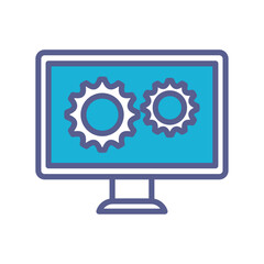 Monitor icon with a gear vector image with a white background