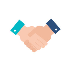 Flat Vector Illustration of a Handshake Representing Business Agreement, Partnership, or Successful Collaboration