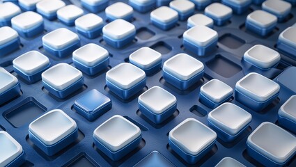 Obraz premium 3D abstract squares background with blue and white square pattern