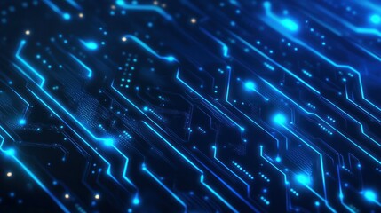 Background with subtle neon circuit pattern glowing in shades of blue wallpaper AI generated image