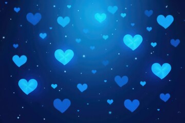 Deep blue background filled with many smaller blue hearts , many hearts, hearts, graphic