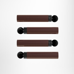 amber glass liquid cosmetic packaging, slim cylindrical packaging mockup, flip top cap liquid container, 250 ml brown plastic squeeze bottle isolate on background, tubular flip open cap bottle mockup