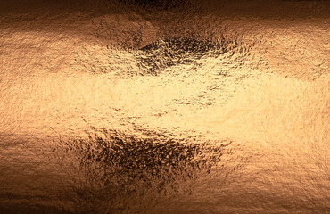Copper foil background with a beautiful, textured surface. Gold and golden hues glistening with a glowing, vintage charm. Luxury, abstract design perfect for Christmas or New Year, evoking wealth and.