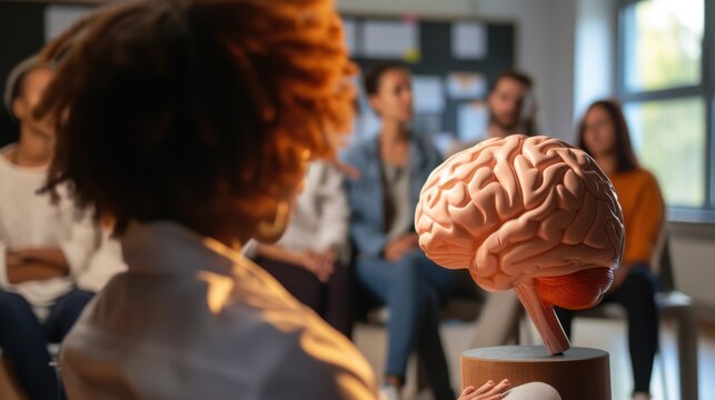 Brain Model Presentation to Group - Neuroscience Education in Classroom