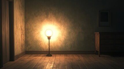 Illuminated tranquility: A solitary lamp casts its glow in a moody interior
