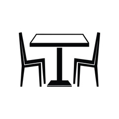 Table and chairs vector silhouette, Furniture vector art