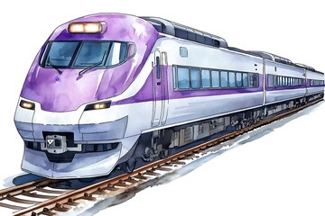 Fototapeta premium Modern High-Speed Train Illustration on Tracks in Artistic Style