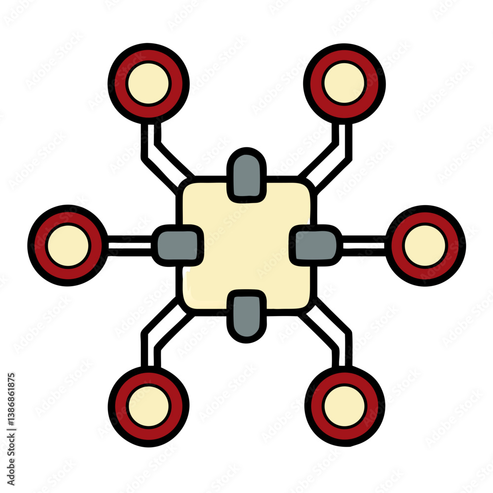 Poster abstract geometric pattern with circles and square in minimalist design style