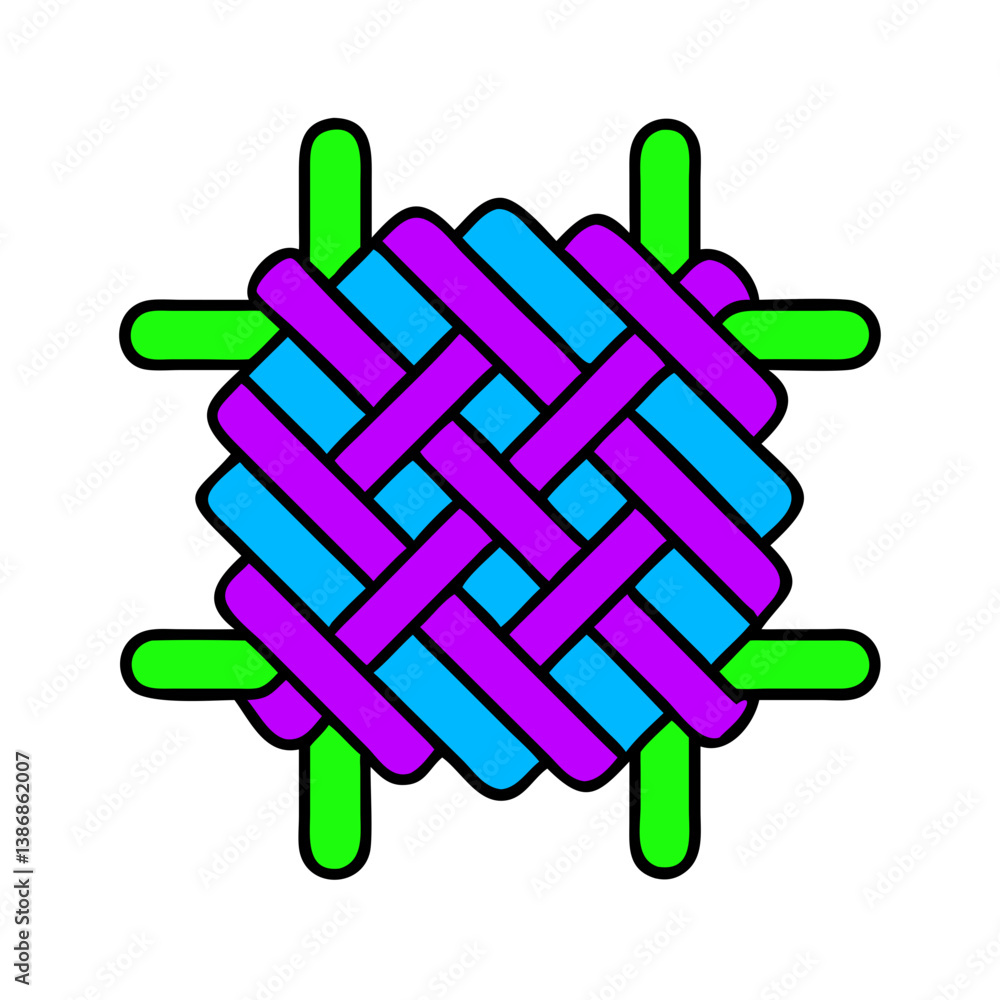 Poster abstract woven pattern with colorful overlapping strips design on a black background
