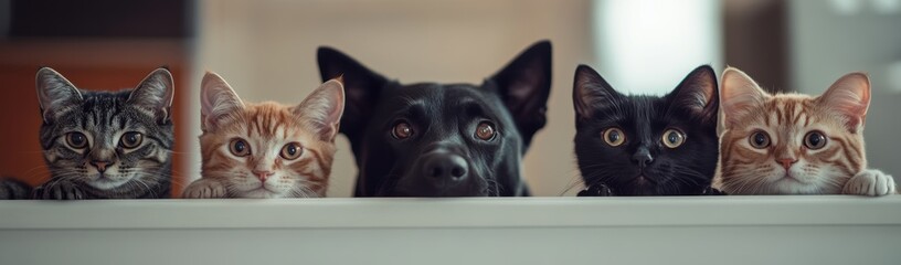 Cat and Dog Together: A heartwarming moment captured of a cat and dog, showcasing their charming glances towards the camera. A true testament to the harmony between feline and canine companions.