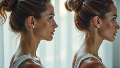 Naklejka premium Jawline Transformation Before and After Cosmetic Procedure