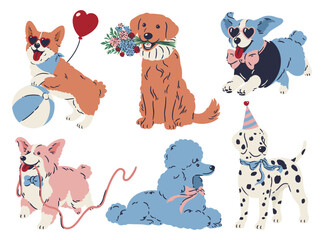 Dog Characters with Props – Cute Breeds in Fun Poses