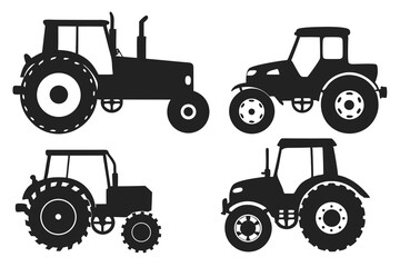 set of Farm tractor silhouette vector illustration