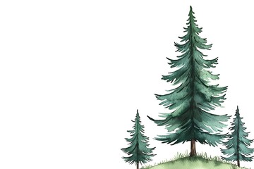 Obraz premium Watercolor Illustration of Pine Trees in Natural Setting