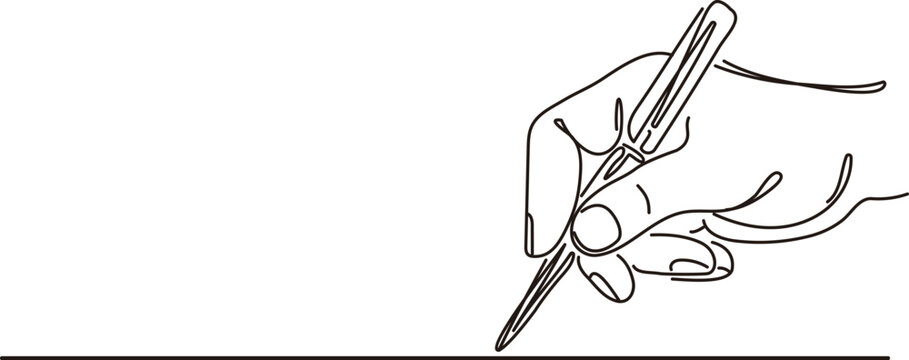 hand writing with pen, black outline clip art preview