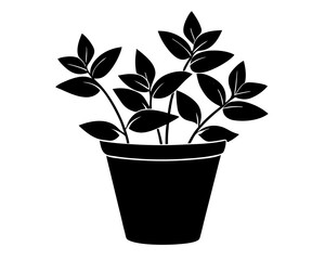 Flower Plant Pot silhouette vector illustration