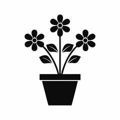 Flower Plant Pot icon silhouette vector illustration