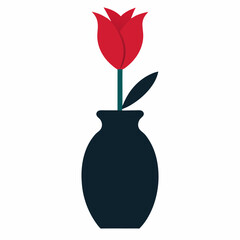 tulip vase silhouette vector illustration