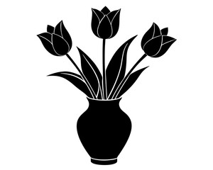 tulip vase silhouette vector illustration