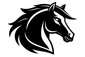 horse head silhouette vector line art illustration