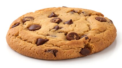 A classic chocolate chip cookie shown clearly on white, ideal for bakery ads, product photos, and snack promos.