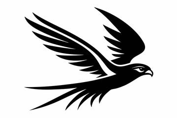 falcon in flight silhouette vector line art illustration