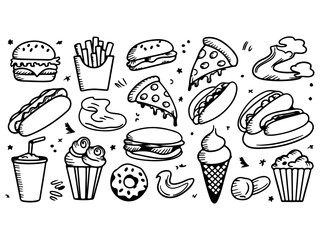 fast food icons vector art