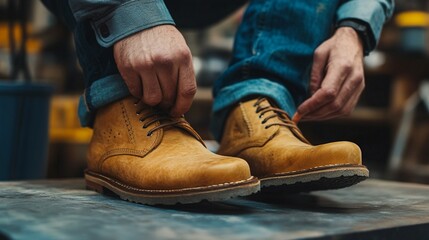 Tan Leather Boots: Rustic Craftsmanship, Warm Ambiance