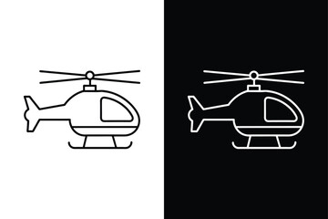 Copter Line Icon Design. Flat Black and White Vector for Web and Print Use