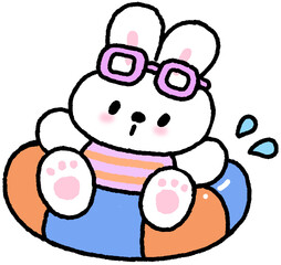 토끼 튜브 귀여운 일러스트 스티커 © titi.drawing