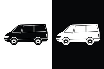 Fototapeta premium Minimal Minivan Vector Icon. Clean Silhouette Design for Travel & Delivery Projects