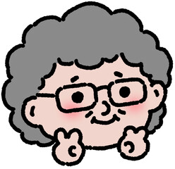 브이하는 할머니 캐릭터 일러스트 스티커