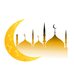 golden moon and mosque