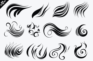 Fototapeta premium water wave icon silhouette vector set. vector design of various simple black silhouette water wave icons, isolated on a white background. Bold shapes, hand-drawn elements