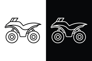 ATV Quad Bike Side Profile Vector. Bold, Simple, Black-on-White line Icon