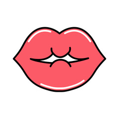 Pink lips. Retro vector illustration isolated on white background