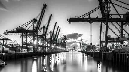 Fototapeta premium A large body of water with a few large ships docked at a pier