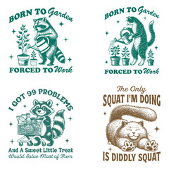 Obraz premium Funny Retro Vintage Animals Tee Shirt, cute funny sarcastic animals, funny Characters animal Typographic, Funny Quotes and funny animal vector design sublimation bundle 