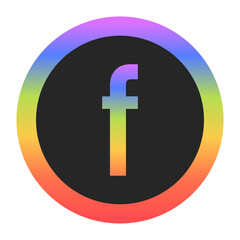 Obraz premium Modern Lowercase Letter f logo with a colorful rainbow gradient and circular border. Dark background enhances contrast, perfect for tech, branding, or creative design.