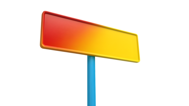 Empty Rectangular Sign with Red and Yellow Fade: Customizable Directional or Information Board.
