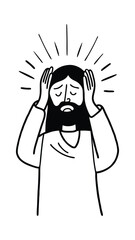 Jesus covered his ears vector illustration